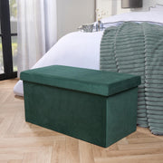Folding Ottoman Storage Box Footstool Tub Bin Space Saving Velvet Seat Pouffe
