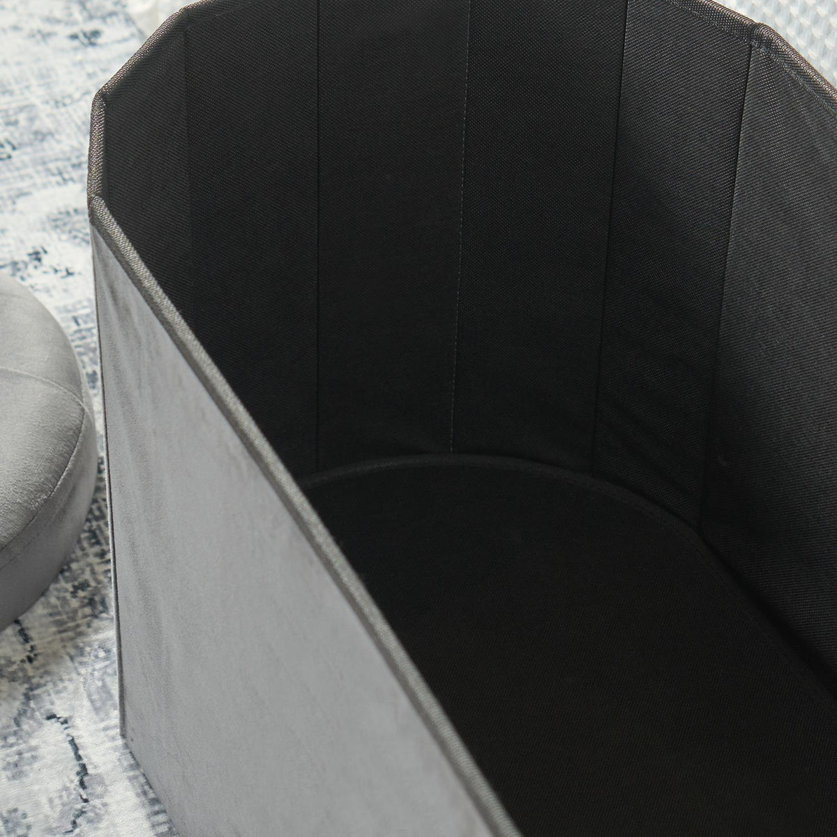 Folding Ottoman Storage Box Footstool Tub Bin Space Saving Velvet Seat Pouffe