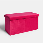 Folding Ottoman Storage Box Footstool Tub Bin Space Saving Velvet Seat Pouffe