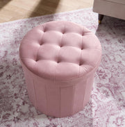 Folding Ottoman Storage Box Footstool Tub Bin Space Saving Velvet Seat Pouffe