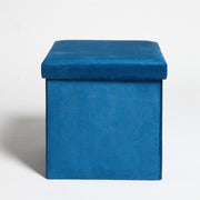 Folding Ottoman Storage Box Footstool Tub Bin Space Saving Velvet Seat Pouffe