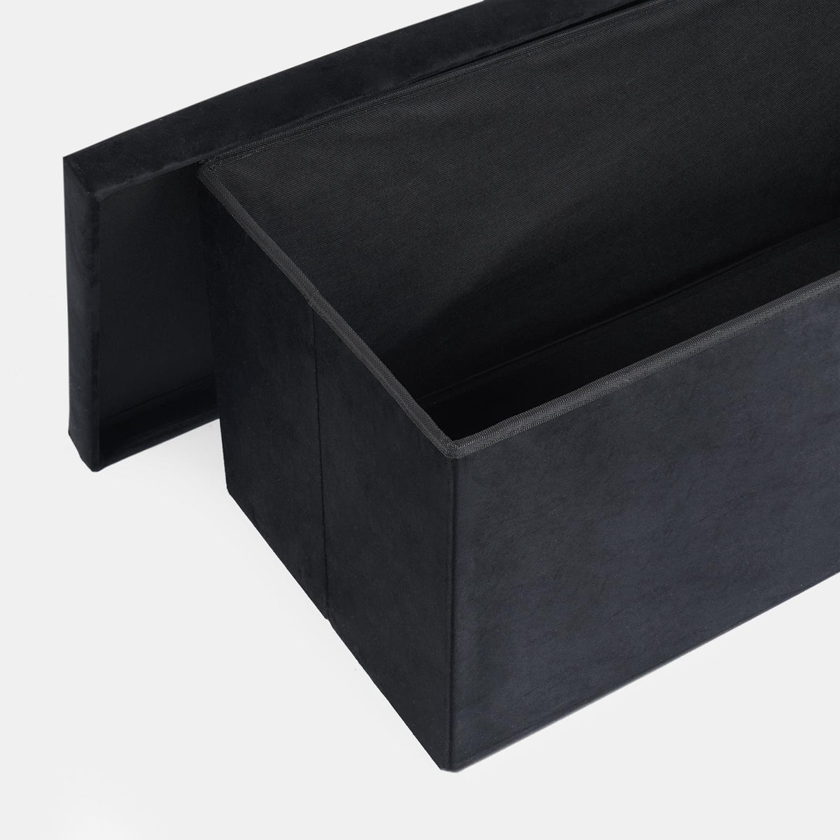 Folding Ottoman Storage Box Footstool Tub Bin Space Saving Velvet Seat Pouffe