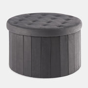 Folding Ottoman Storage Box Footstool Tub Bin Space Saving Velvet Seat Pouffe