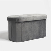 Folding Ottoman Storage Box Footstool Tub Bin Space Saving Velvet Seat Pouffe