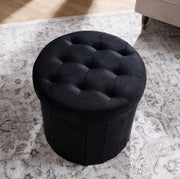 Folding Ottoman Storage Box Footstool Tub Bin Space Saving Velvet Seat Pouffe