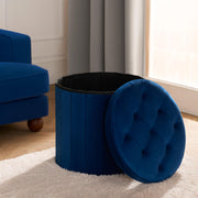 Folding Ottoman Storage Box Footstool Tub Bin Space Saving Velvet Seat Pouffe
