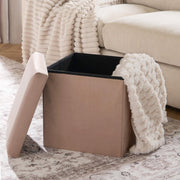 Folding Ottoman Storage Box Footstool Tub Bin Space Saving Velvet Seat Pouffe