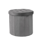 Folding Ottoman Storage Box Footstool Tub Bin Space Saving Velvet Seat Pouffe