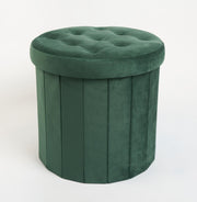 Folding Ottoman Storage Box Footstool Tub Bin Space Saving Velvet Seat Pouffe