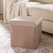 Folding Ottoman Storage Box Footstool Tub Bin Space Saving Velvet Seat Pouffe