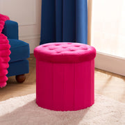 Folding Ottoman Storage Box Footstool Tub Bin Space Saving Velvet Seat Pouffe