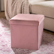 Folding Ottoman Storage Box Footstool Tub Bin Space Saving Velvet Seat Pouffe