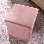 Folding Ottoman Storage Box Footstool Tub Bin Space Saving Velvet Seat Pouffe
