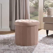 Folding Ottoman Storage Box Footstool Tub Bin Space Saving Velvet Seat Pouffe