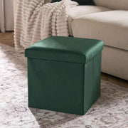 Folding Ottoman Storage Box Footstool Tub Bin Space Saving Velvet Seat Pouffe