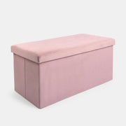 Folding Ottoman Storage Box Footstool Tub Bin Space Saving Velvet Seat Pouffe
