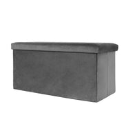Folding Ottoman Storage Box Footstool Tub Bin Space Saving Velvet Seat Pouffe