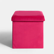 Folding Ottoman Storage Box Footstool Tub Bin Space Saving Velvet Seat Pouffe