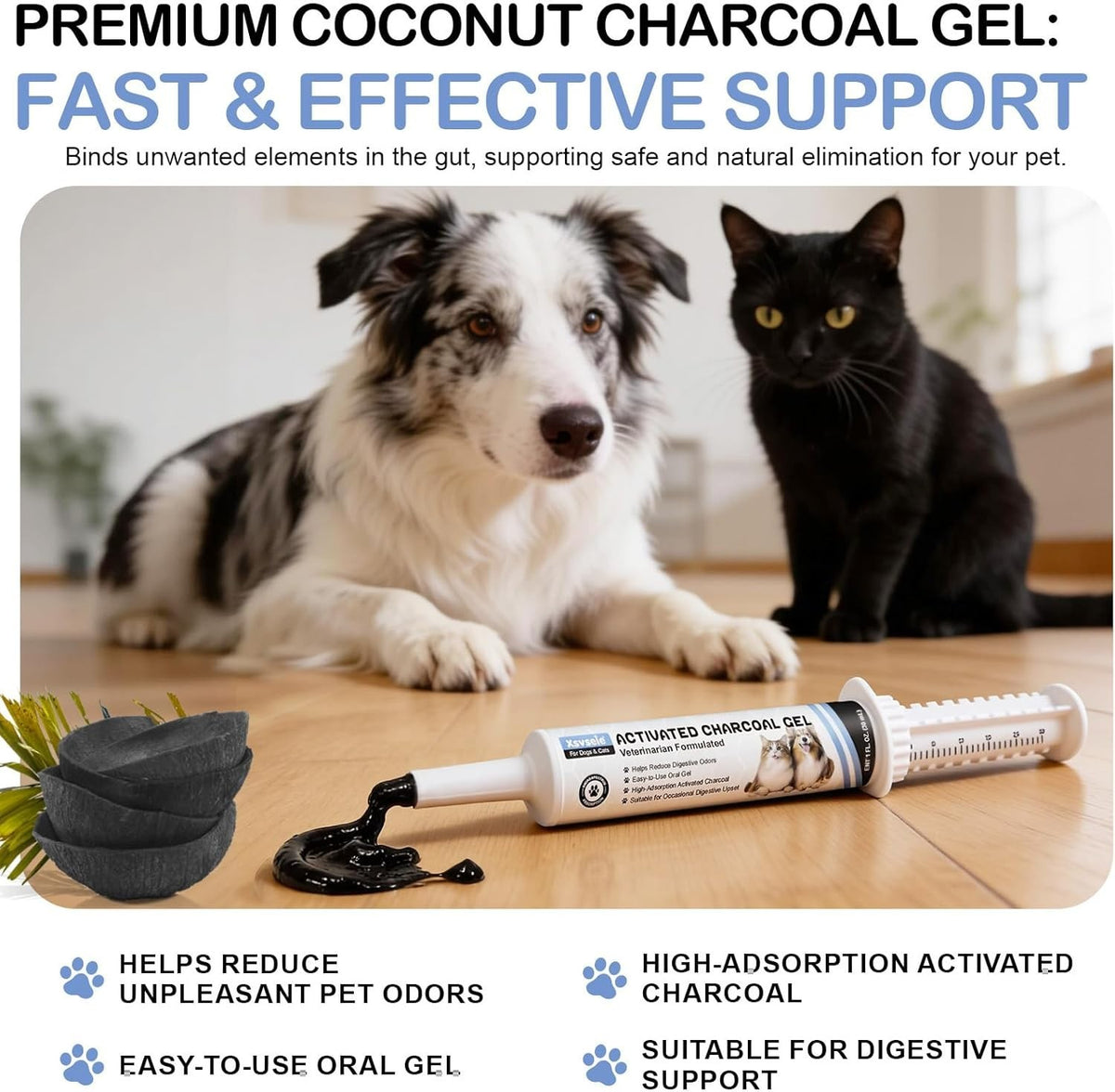 Activated Charcoal Gel for Dogs, Dogs Activated Charcoal 30Ml, High-Absorptio