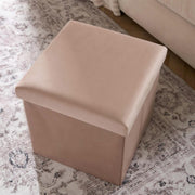 Folding Ottoman Storage Box Footstool Tub Bin Space Saving Velvet Seat Pouffe