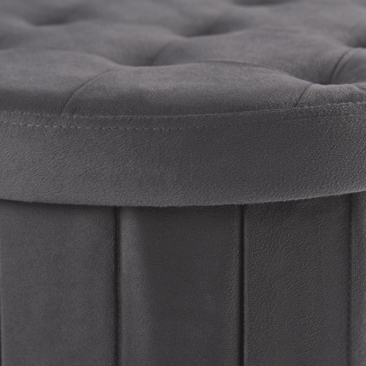 Folding Ottoman Storage Box Footstool Tub Bin Space Saving Velvet Seat Pouffe