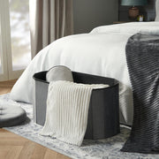 Folding Ottoman Storage Box Footstool Tub Bin Space Saving Velvet Seat Pouffe